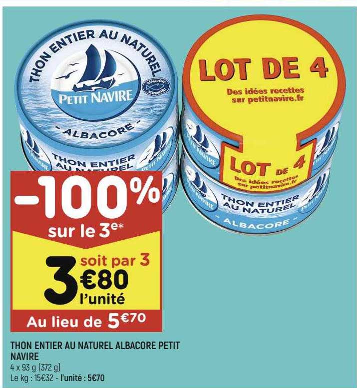 Thon Entier Au Naturel Albacore Petit Navire