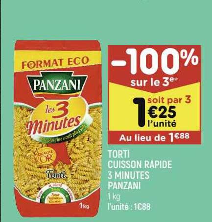 torti cuisson rapide 3 minutes panzani