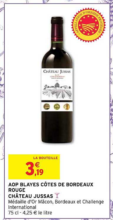 aop blayes côtes de bordeaux rouge château jussas
