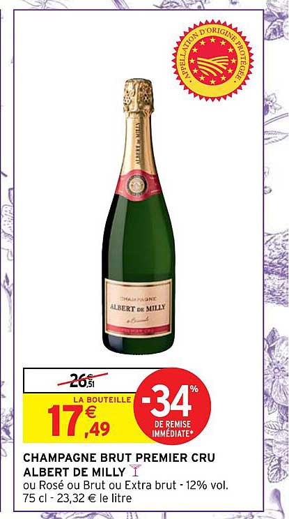 champagne brut premier cru albert de milly