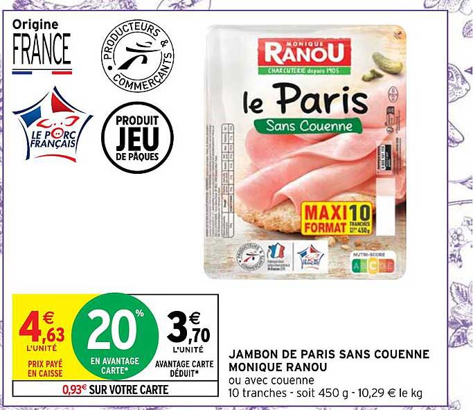 Jambon De Paris Sans Couenne Monique Ranou