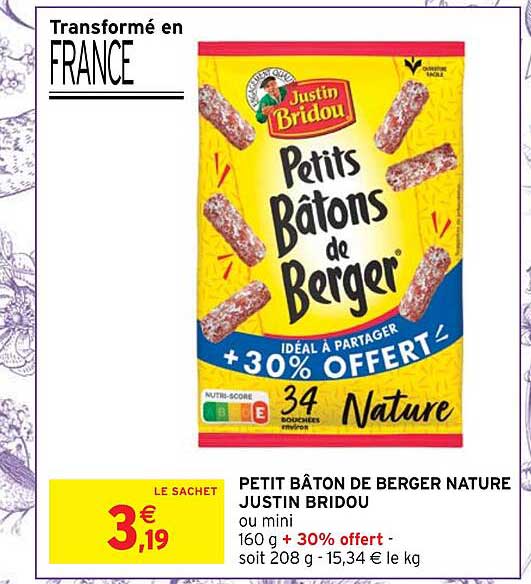 petit bâton de berger nature justin bridou