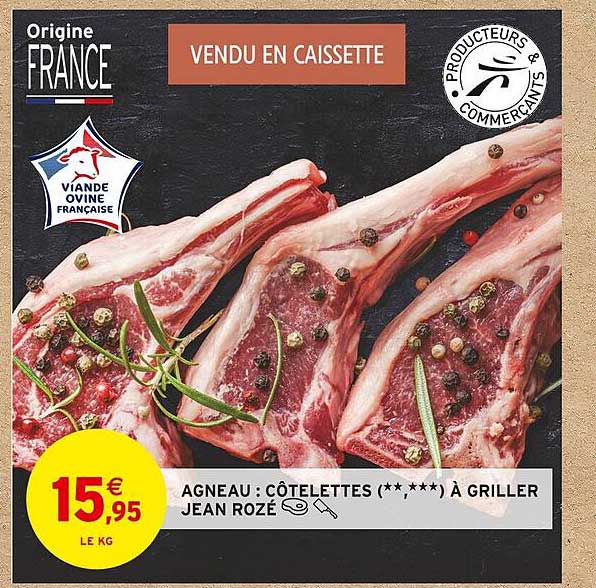 agneau : côtelettes (**, ***) à griller jean rozé