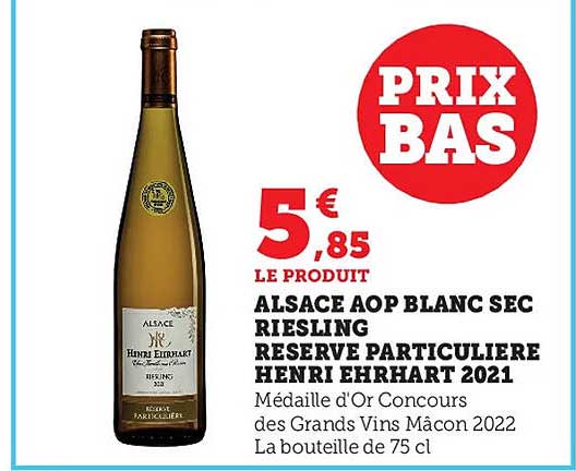 alsace aop blanc sec riesling réserve particulière henri ehrhart 2021