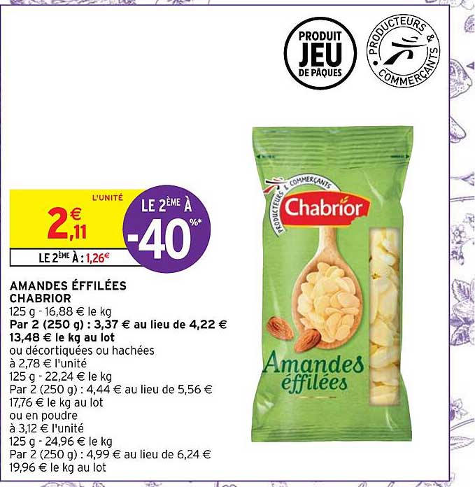 amandes effilées chabrior