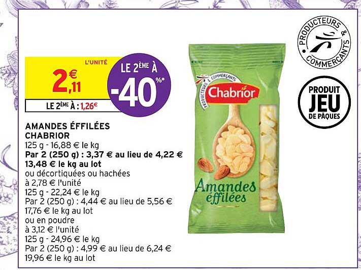 amandes effilées chabrior