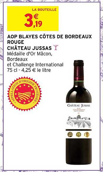aop blayes côtes de bordeaux rouge château jussas