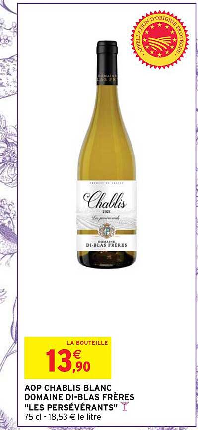 aop chablis blanc domaine di-blas frères "les persévérants"