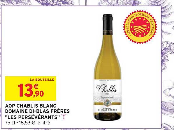 Aop Chablis Blanc Domaine Di-blas Frères "les Persévérants"