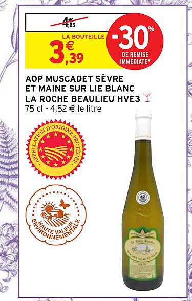 aop muscadet sèvre et maine sur lie blanc la roche beaulieu hve3