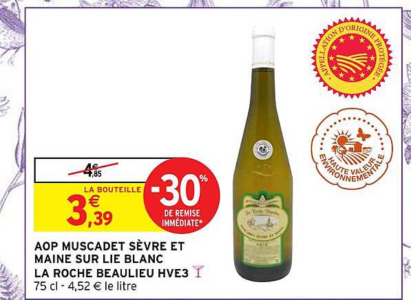 aop muscadet sèvre et maine sur lie blanc la roche beaulieu hve3