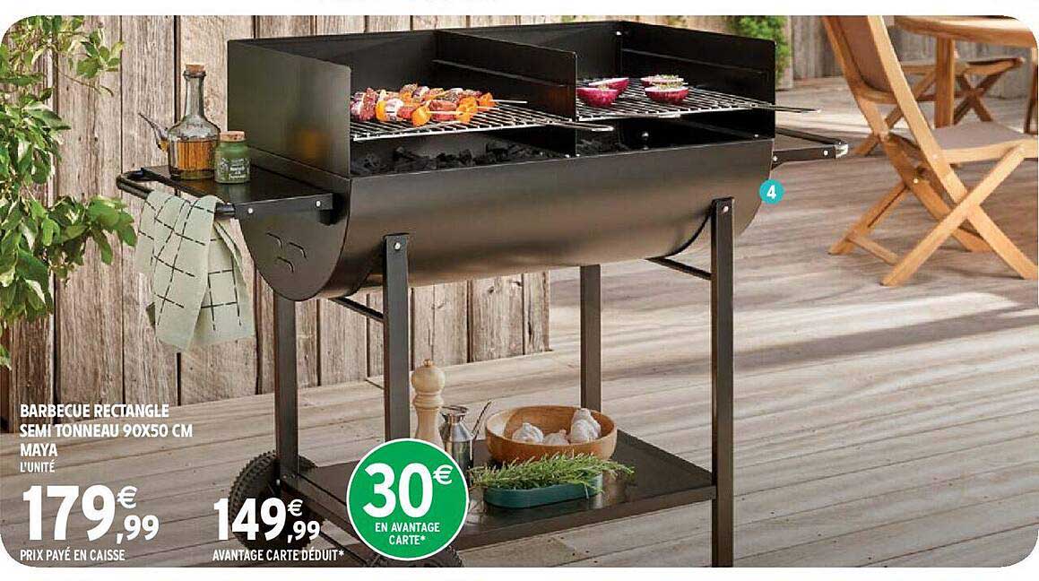 barbecue rectangle semi tonneau 90 x 50 cm maya
