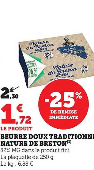 Beurre Doux Traditionnel Nature De Breton
