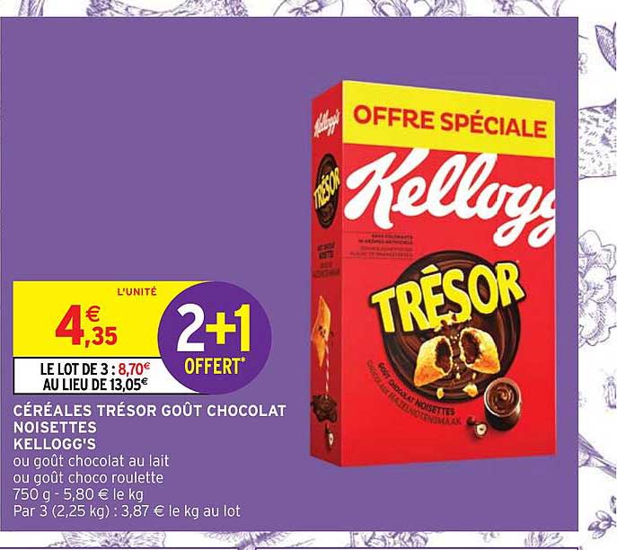 Céréales Trésor Goût Chocolat Noisettes Kellogg's