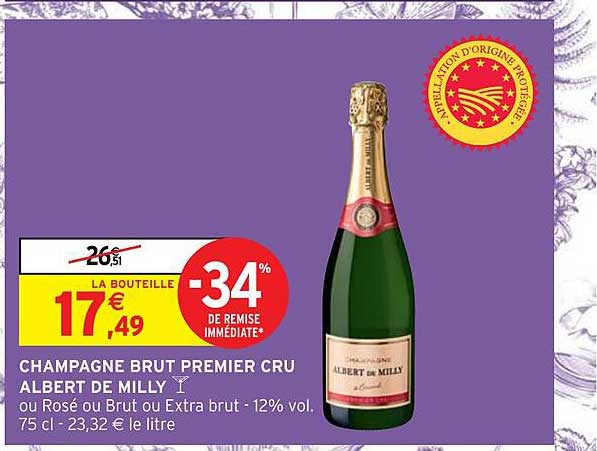 champagne brut premier cru albert de milly