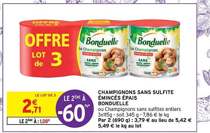 champignons sans sulfite émincés épais bonduelle