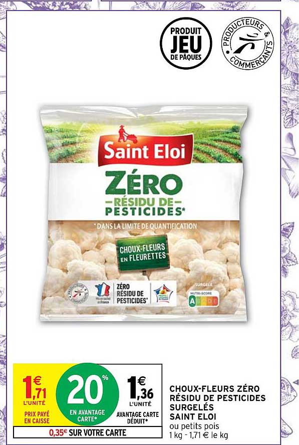 choux-fleurs zéro résidu de pesticides surgelés saint éloi