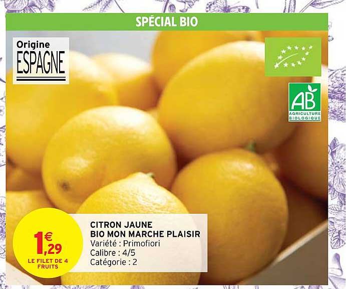 citron jaune bio mon marché plaisir