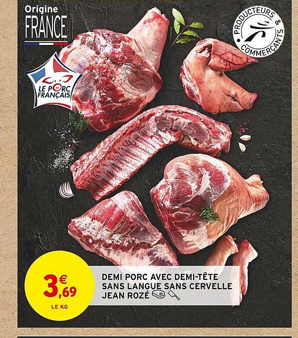 demi porc avec demi-tête sans langue sans cervelle jean rozé