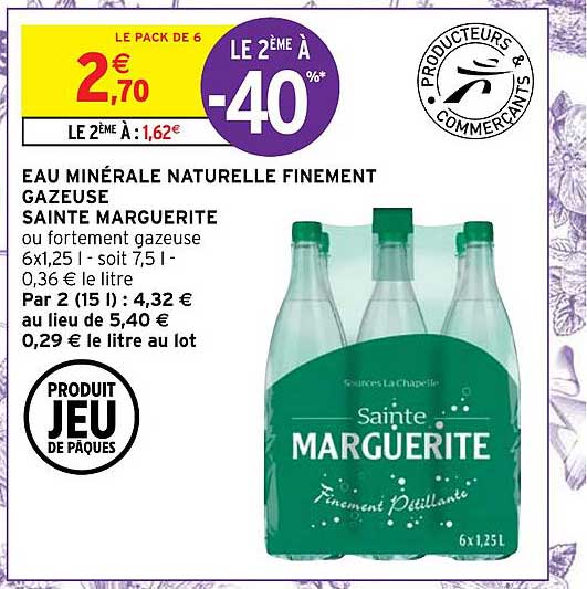 eau minérale naturelle finement gazeuse sainte marguerite