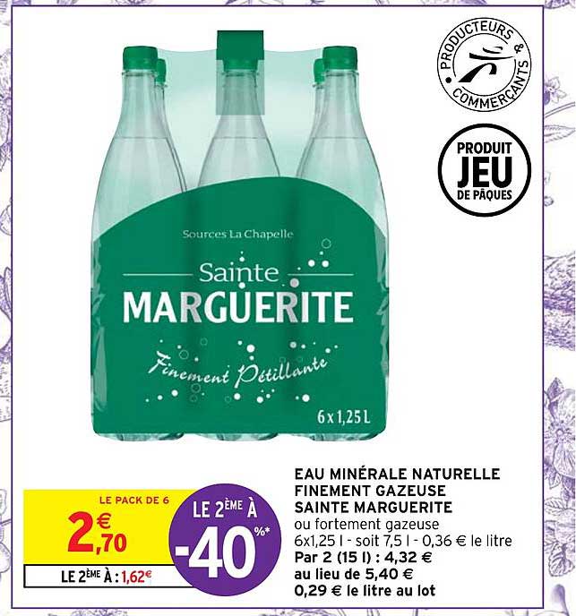 eau minérale naturelle finement gazeuse sainte marguerite
