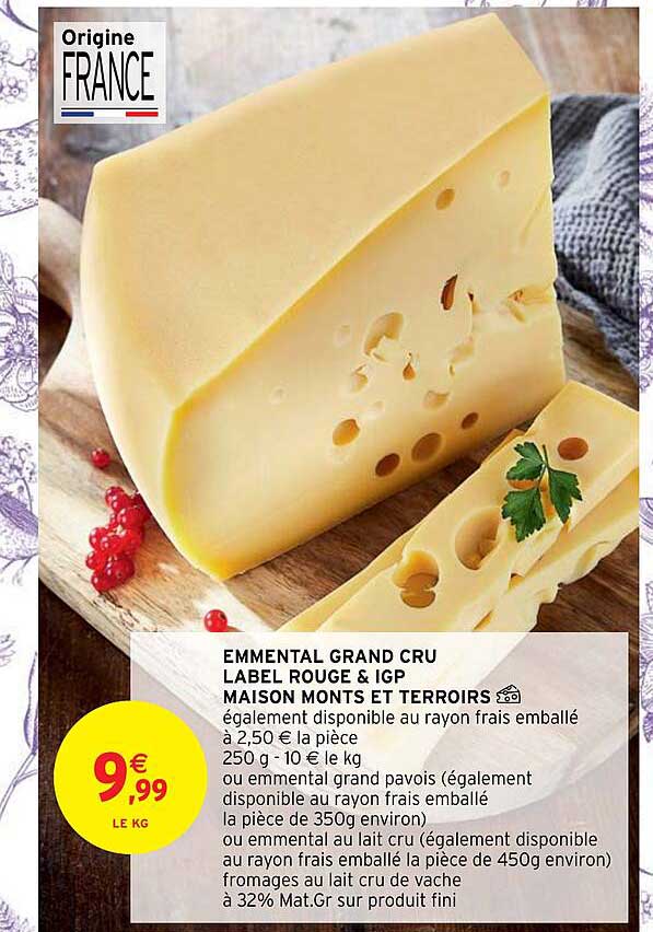emmental grand cru label rouge & igp maison monts et terroirs