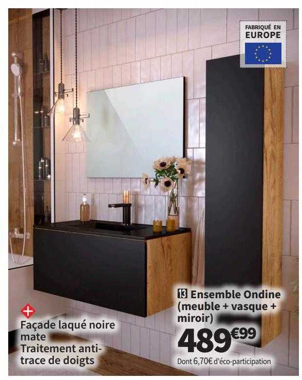 Ensemble Ondine (meuble + Vasque + Miroir)