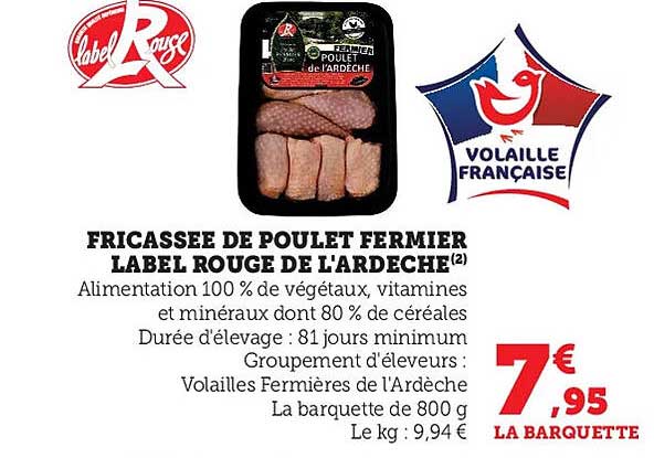 fricassée de poulet fermier label rouge de l'ardèche