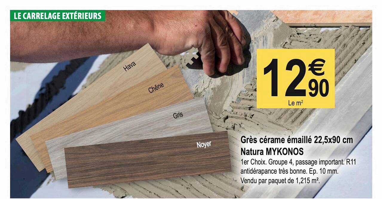 grès cérame émaillé 22,5 x 90 cm natura mykonos