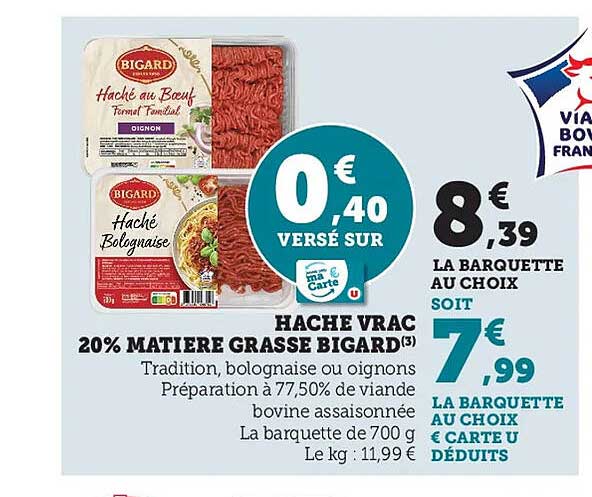 haché vrac 20% matière grasse bigard