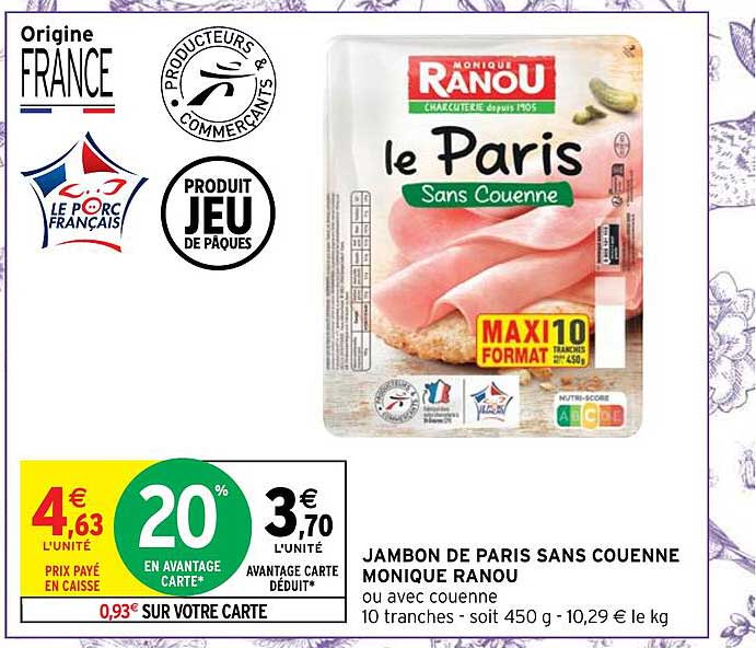 Jambon De Paris Sans Couenne Monique Ranou