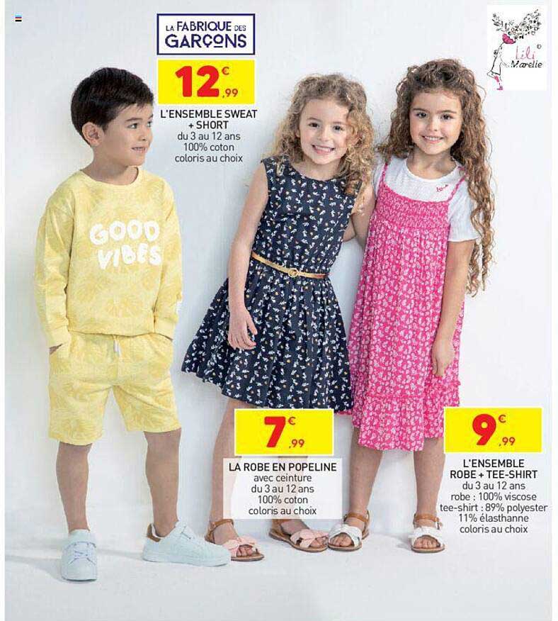 l'ensemble sweat + short, la robe en popeline, l'ensemble robe + tee-shirt