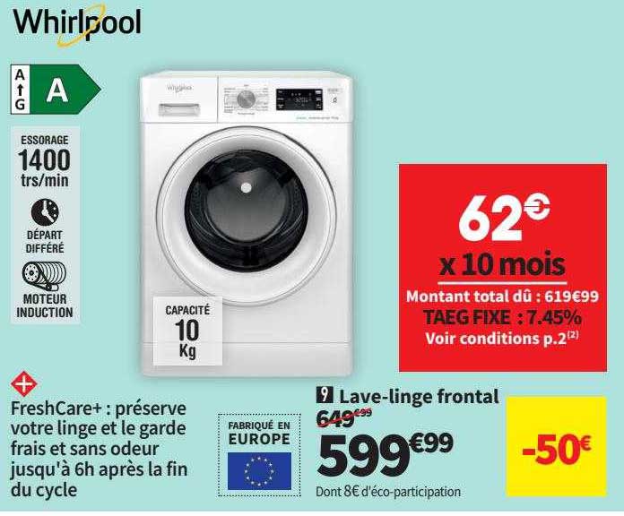lave-linge frontal whirlpool