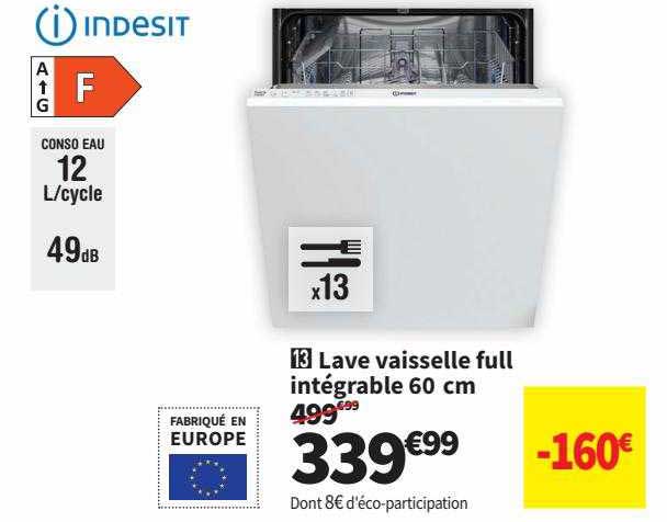 lave vaisselle full intégrable 60 cm indesit
