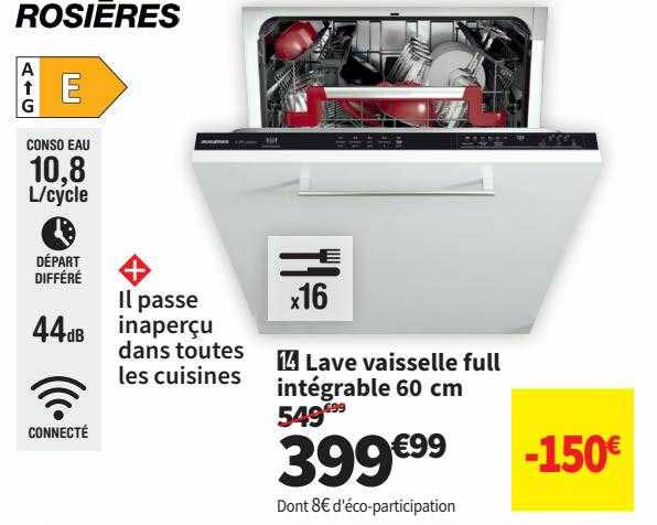 lave vaisselle full intégrable 60 cm rosières