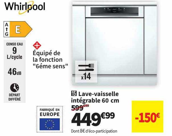lave-vaisselle intégrable 60 cm whirlpool