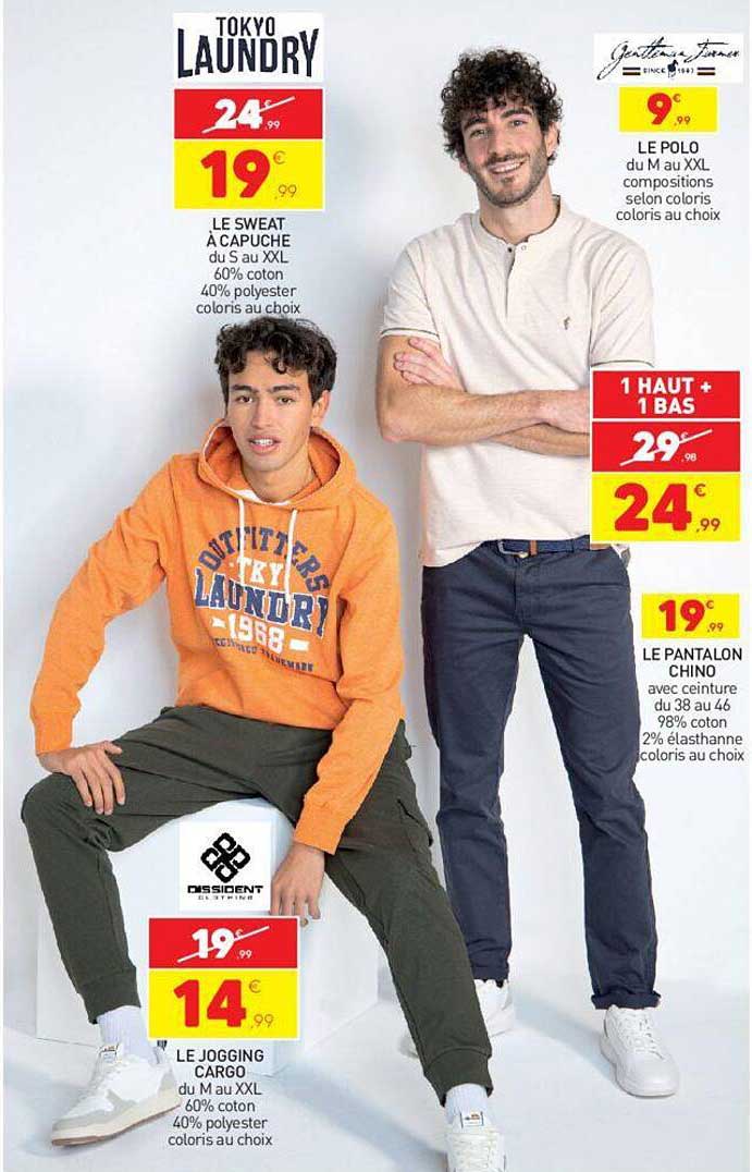 le sweat à capuche, le jogging cargo, le polo, le pantalon chino