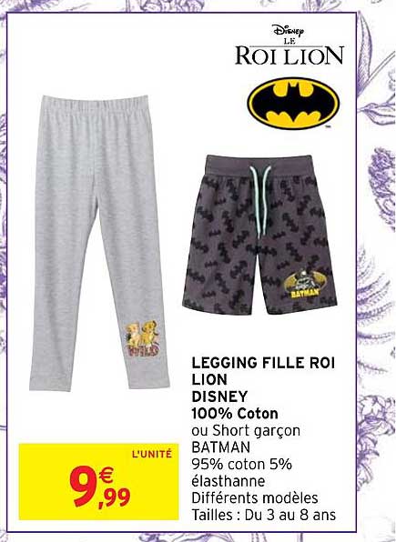 legging fille roi lion disney 100% coton
