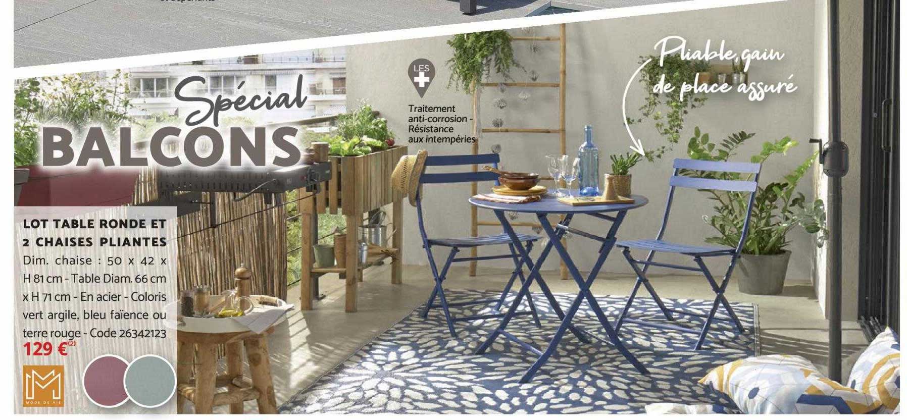 lot table ronde et 2 chaises pliantes