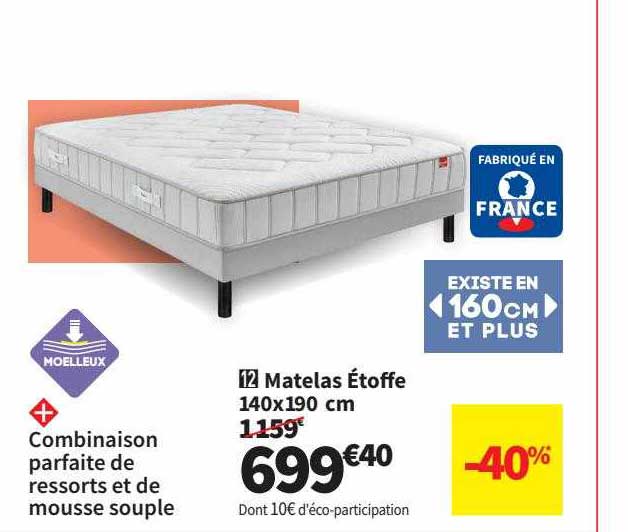 Matelas étoffe 140 X 190 Cm
