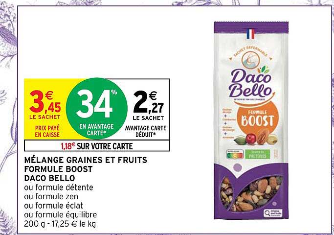 mélange graines et fruits formule boost daco bello