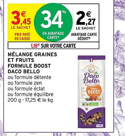 mélange graines et fruits formule boost daco bello