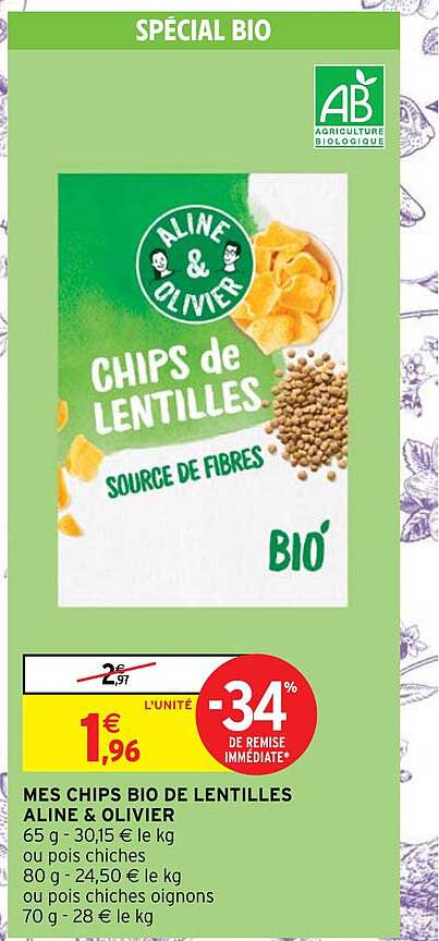 mes chips bio de lentilles aline & olivier