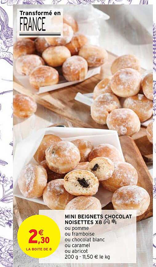 min beignets chocolat noisettes x8