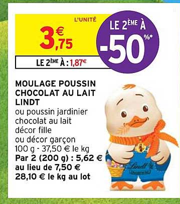 moulage poussin chocolat au lait lindt