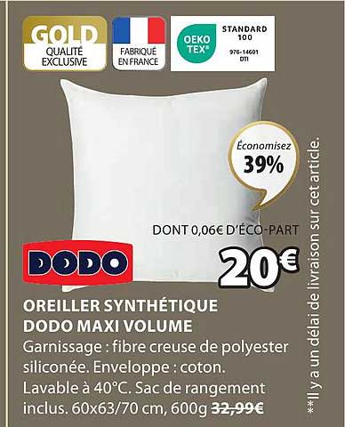 Oreiller Synthétique Dodo Maxi Volume