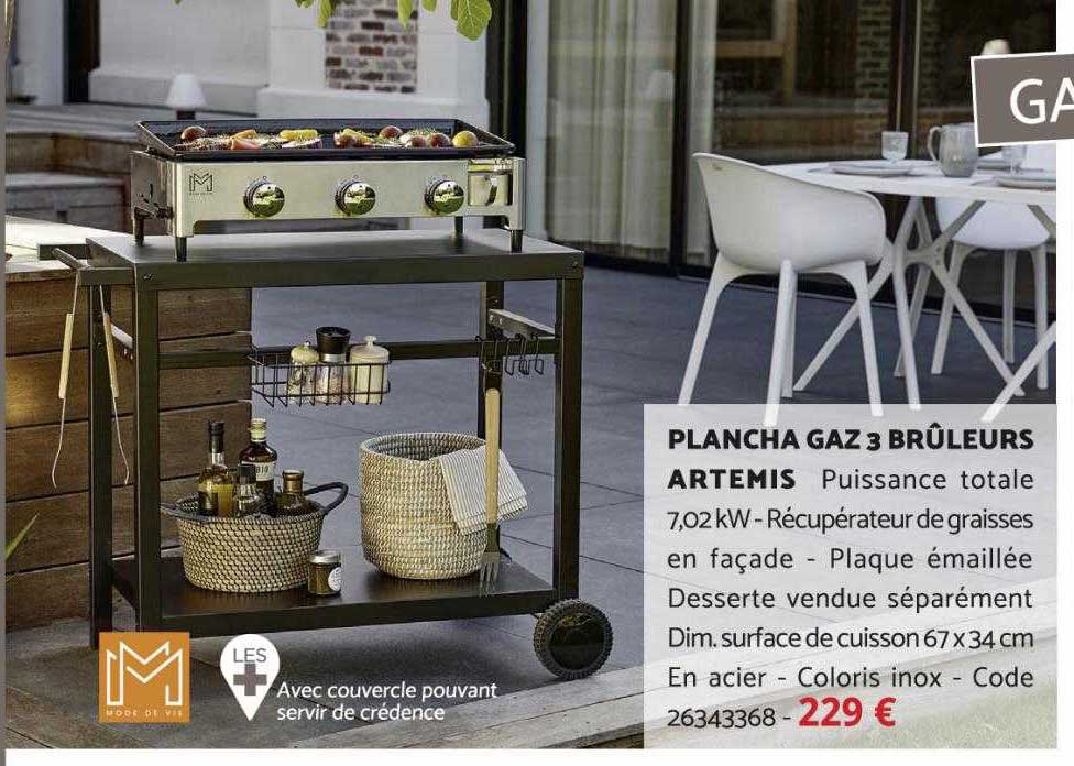 plancha gaz 3 brûleurs artemis