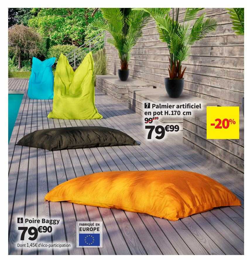 poire baggy, palmier artificiel en pot h. 170 cm