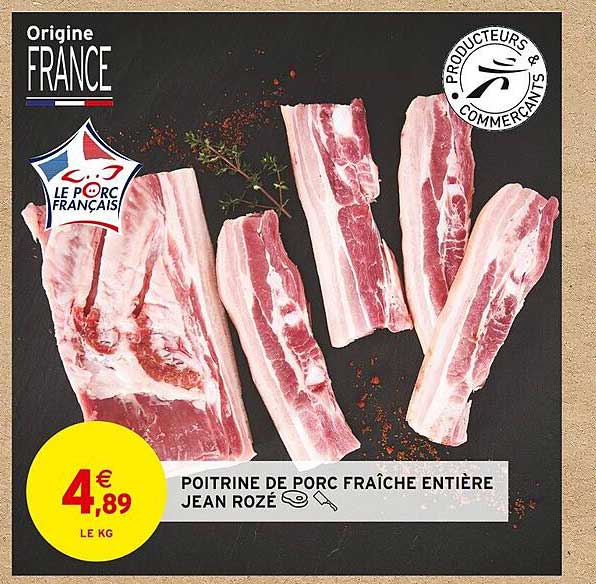 poitrine de porc fraîche entière jean rozé