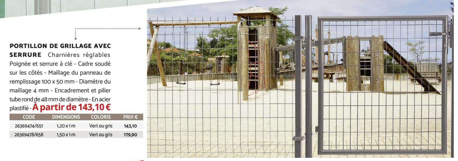 portillon de grillage avec serrure
